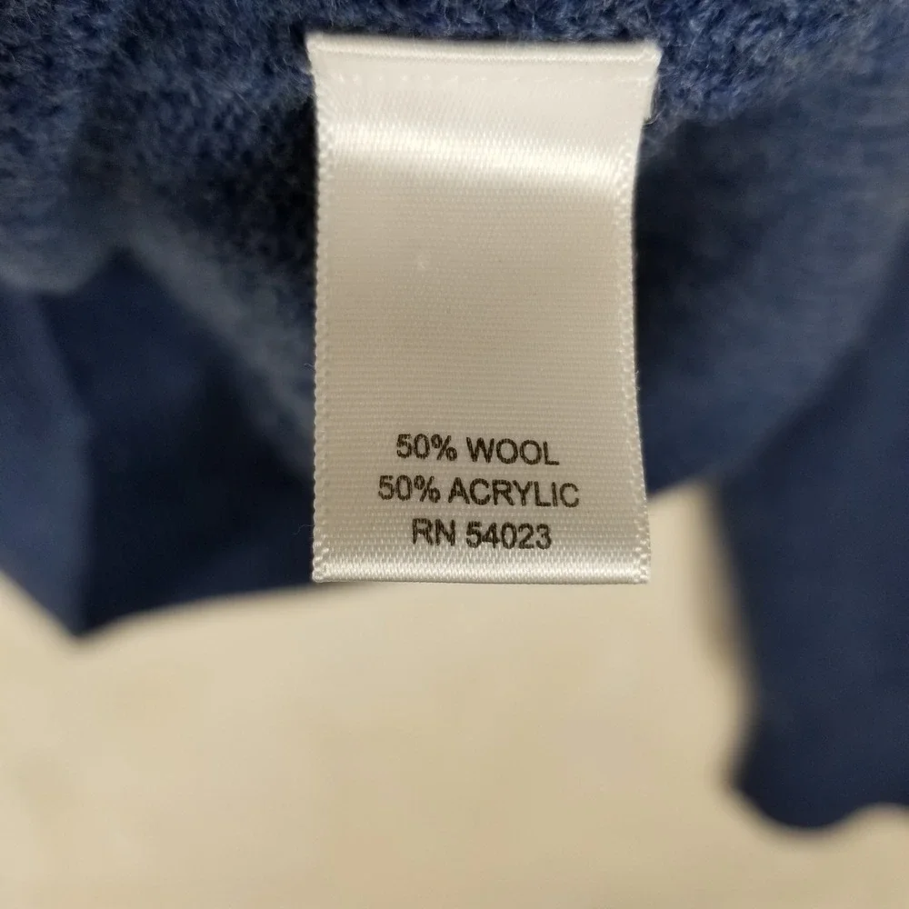 Banana Republic Men XL Blue Wool Blend Italian Yarn Quarter Zip Sweater Military